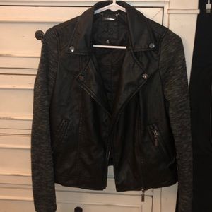 Faux Leather jacket with polyester sleeves S